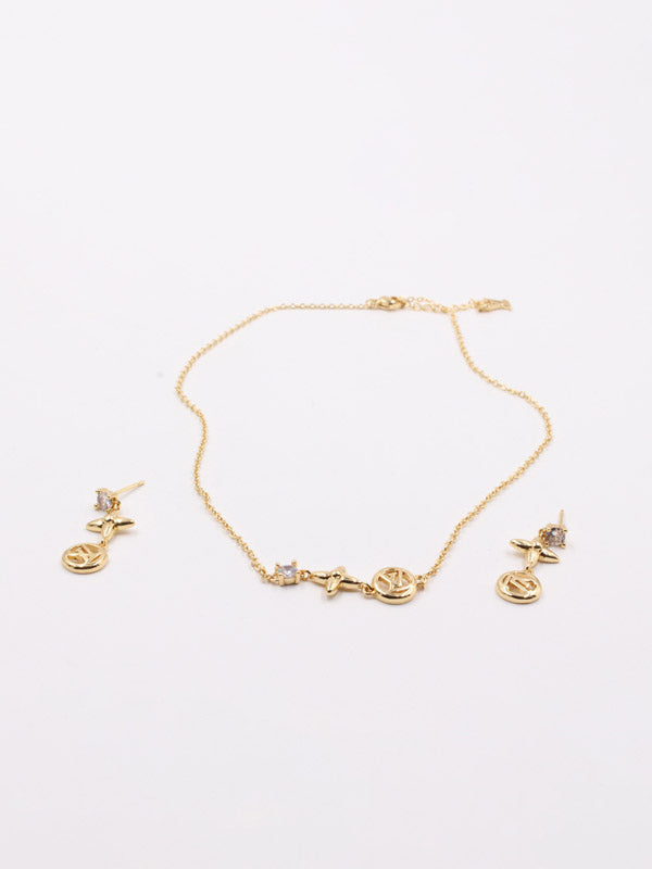 طقم لويس فيتون ذهبي زركون بندنت اطقم louis vuitton