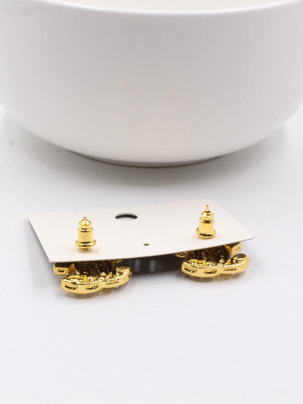 حلق شانيل لولو ذهبي ناعم حلق chanel