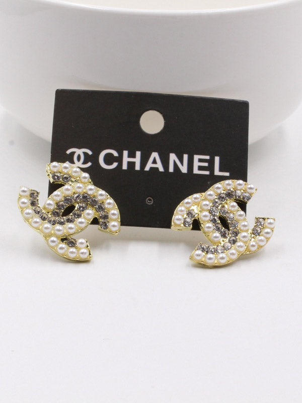 حلق شانيل كبير ذهبي حلق chanel