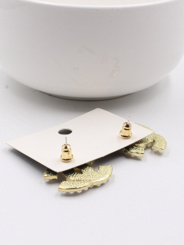 حلق شانيل كبير ذهبي حلق chanel