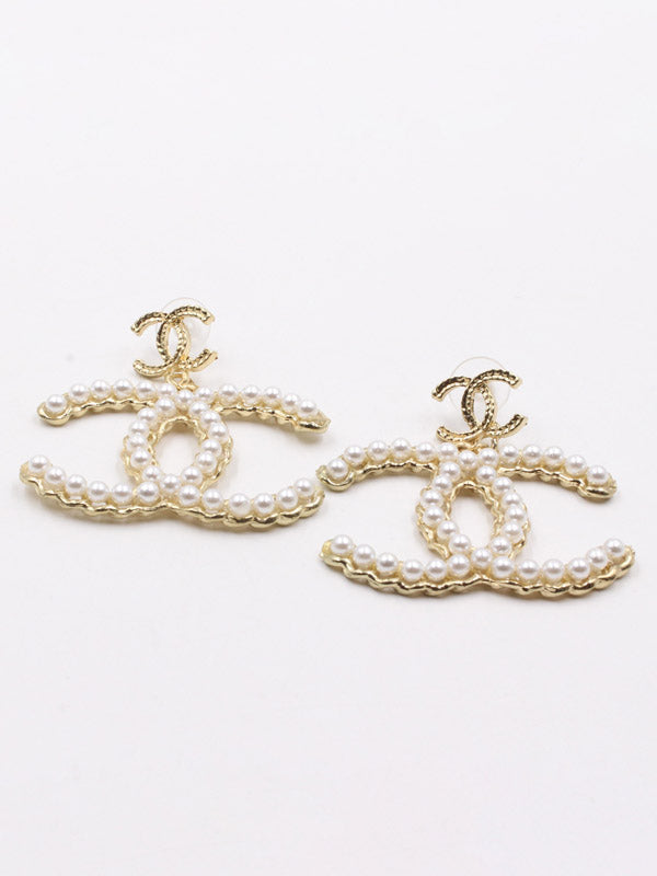 حلق شانيل كبير لولو ذهبي حلق chanel