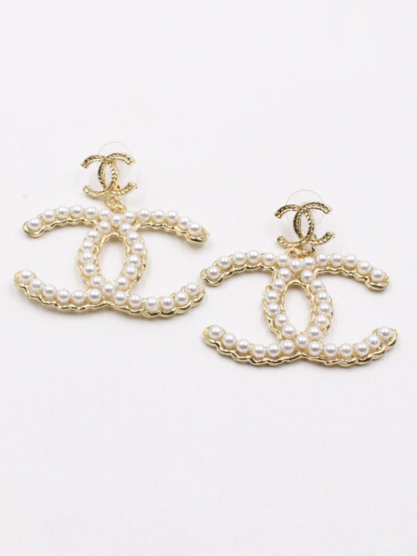 حلق شانيل كبير لولو ذهبي حلق chanel ذهبي