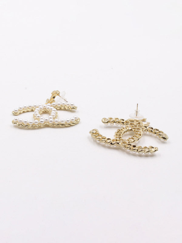 حلق شانيل كبير لولو ذهبي حلق chanel