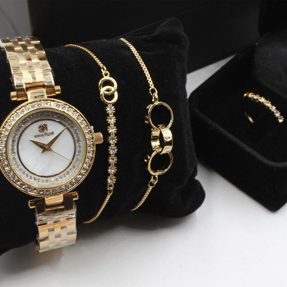 طقم ساعه ماركة نينا روز مع خاتم اطقم ساعات متوفر 1 لون