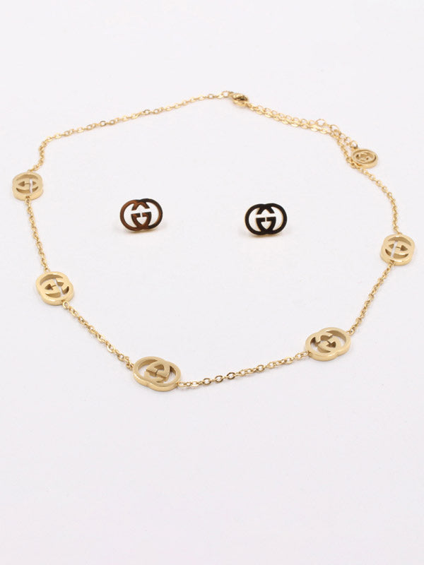 طقم قوتشي عقد وحلق ناعم ذهبي اطقم gucci