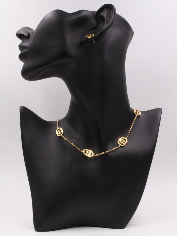 طقم قوتشي عقد وحلق ناعم ذهبي اطقم gucci
