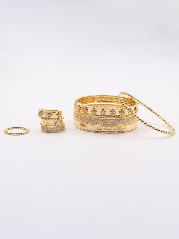 مجموعة اساور فان كليف وخواتم مرصعة زركون اسواره van cleef ذهبي 7