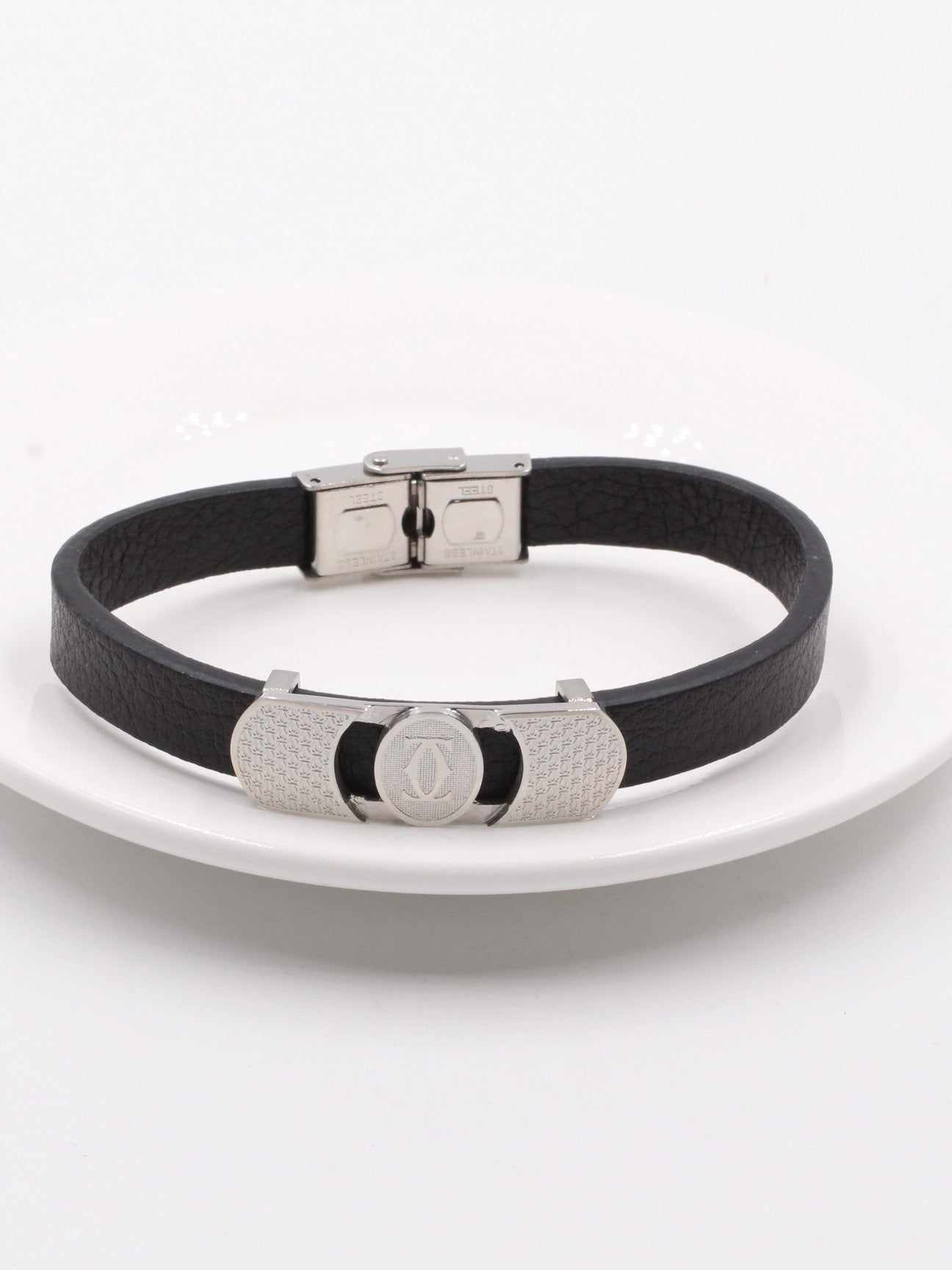 اساوِر كارتير سلفر ميتال ليذر رجالي اسواره CARTIER