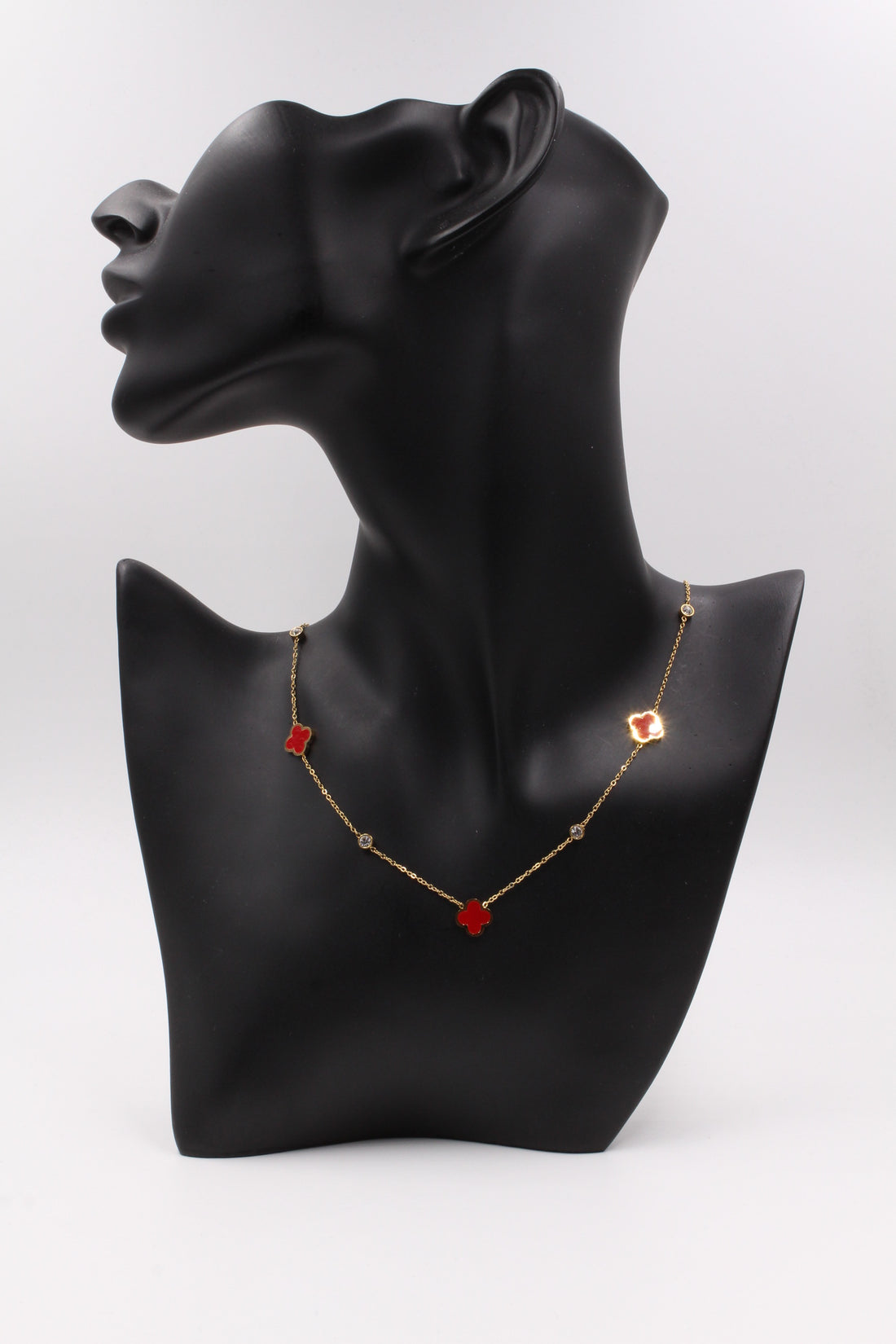 سلسال فانكليف كريستال وحجر ملون سلسال jewel احمر