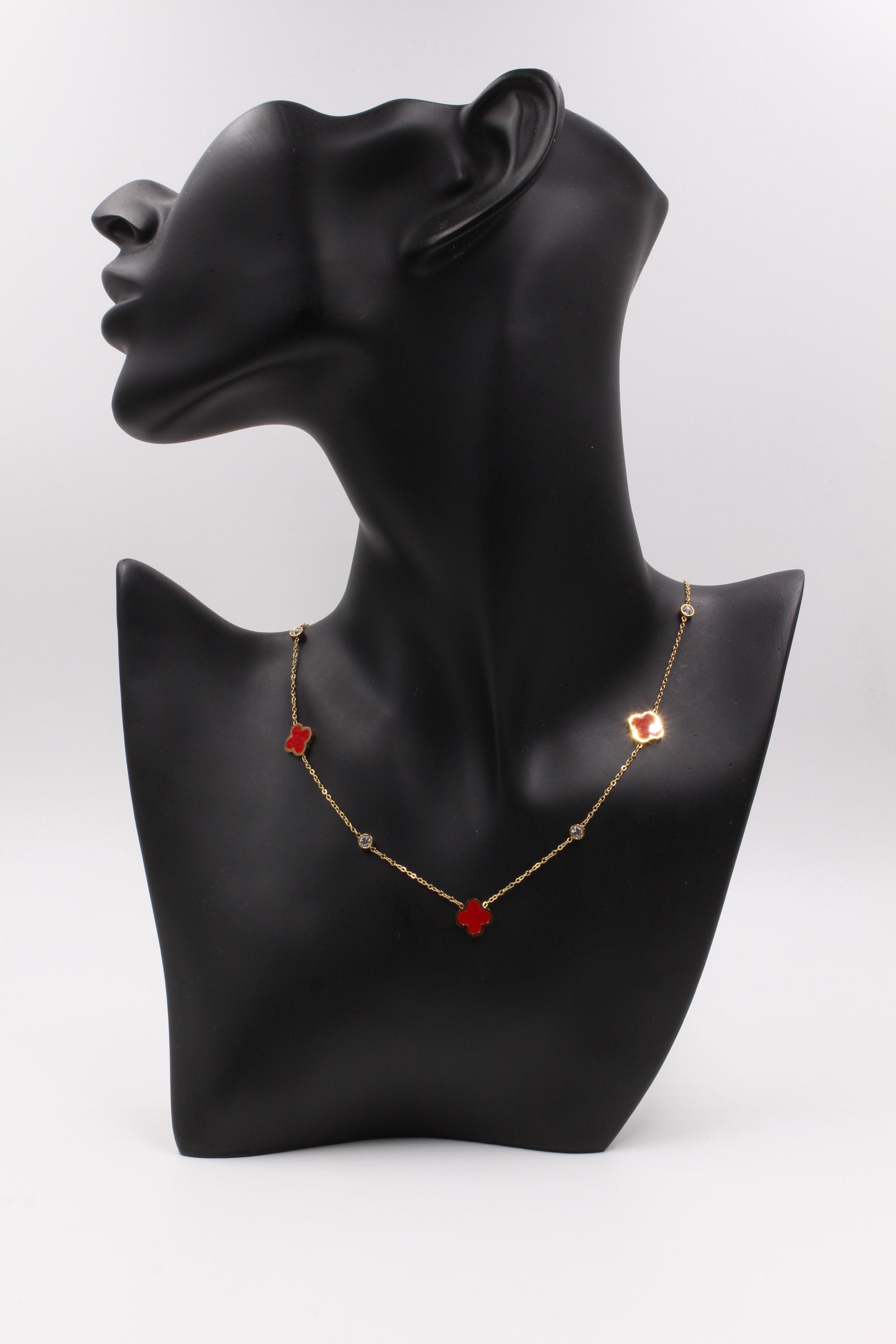 سلسال فانكليف كريستال وحجر ملون سلسال jewel احمر