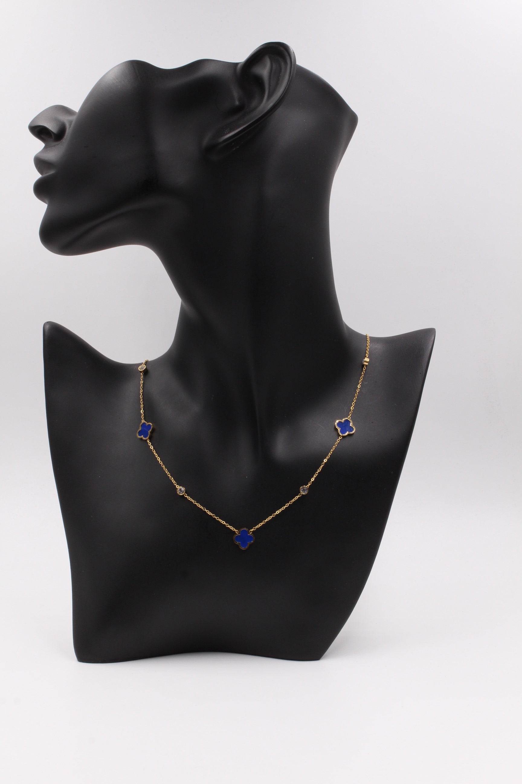 سلسال فانكليف كريستال وحجر ملون سلسال jewel ازرق