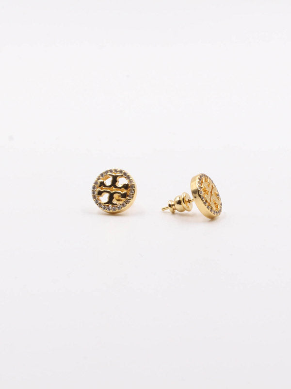 حلق توري بورش ذهبي زركون 1 سم حلق tory burch