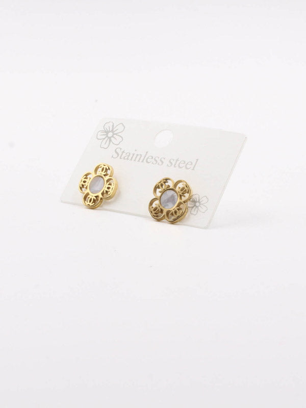 حلق شانيل ذهبي ورده شيل حلق chanel ذهبي