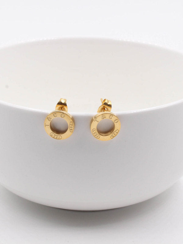 حلق تيفاني ذهبي مدور صغير حلق tiffany