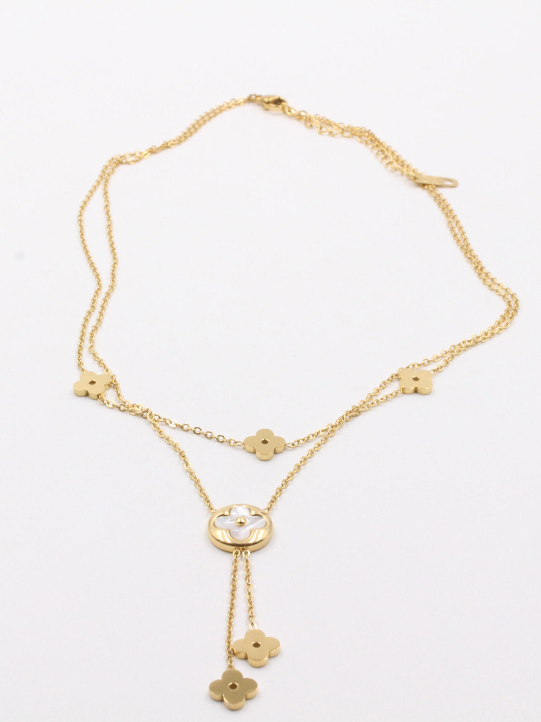 سلسال لويس فيتون طبقتين وايت شيل سلسال louis vuitton ذهبي