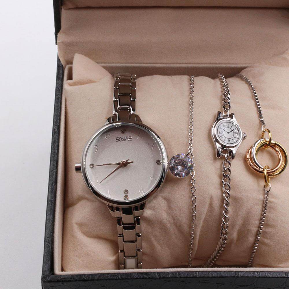 ساعة ماركة سيروز وأساور اطقم ساعات متوفر 2 لون فضي