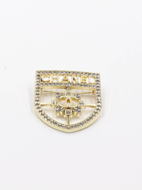 بروش ماركة شانيل كريستال بروش chanel ذهبي