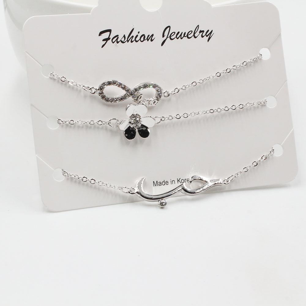 طقم اساور من 3 قطع اسواره متوفر 2 لون فضي