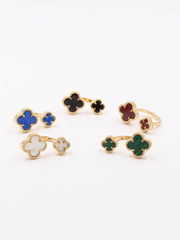 خاتم فان كليف وردتين حجر ملون خواتم van cleef