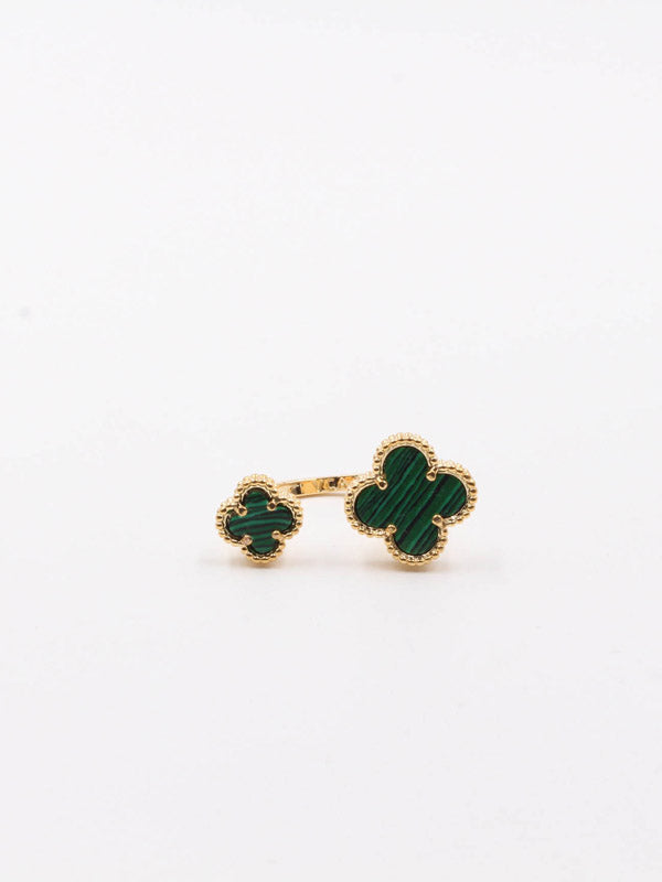 خاتم فان كليف وردتين حجر ملون خواتم van cleef اخضر