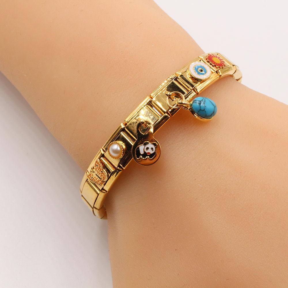 اسوارة نومنيشن ستانلس ستيل دبندنتس بحجر تركواز اسواره nomination