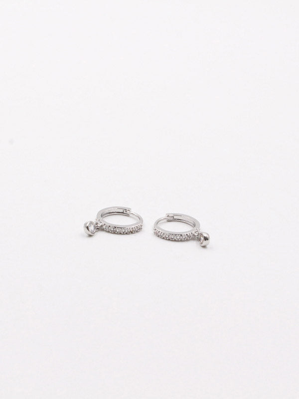 حلق كبس مدور زركون ناعم حلق jewel فضي