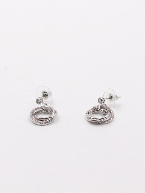 حلق مدور حلقات ناعم زركون ملون حلق jewel فضي