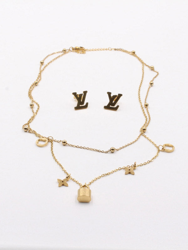 طقم لويس فيتون طبقتين ذهبي اطقم louis vuitton ذهبي