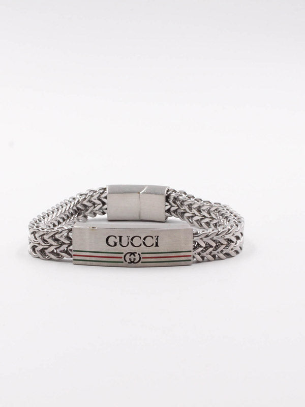 اسواره قوتشي رجالي عريضه اسواره gucci فضي
