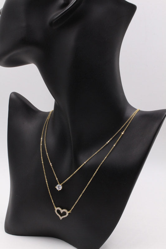 سلسال قلب وفص زركون طبقتين سلسال jewel ذهبي