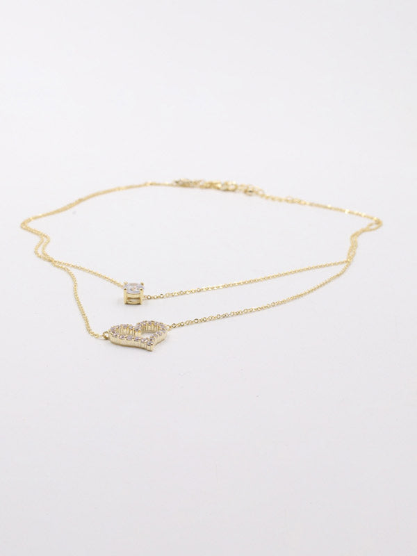 سلسال قلب وفص زركون طبقتين سلسال jewel
