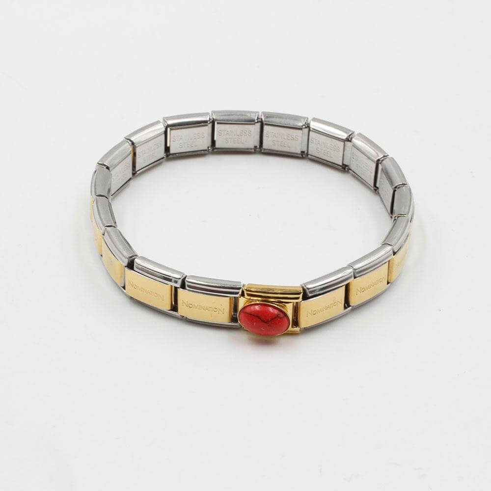 اسوارة نومنيشن ستانلس ستيل ون بيق ستون اسواره nomination احمر