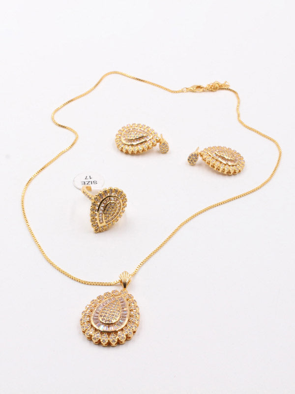 طقم زركون 3 قطع فضي اطقم متوفر 1 لون ذهبي