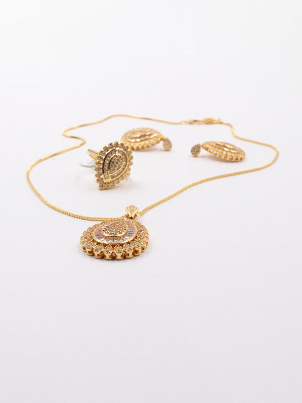 طقم زركون 3 قطع فضي اطقم متوفر 1 لون