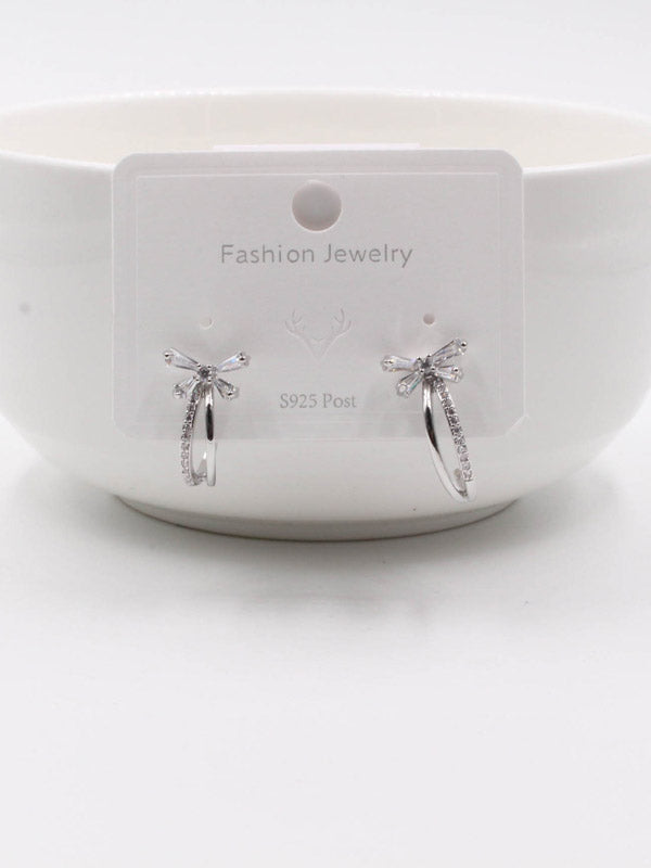 حلق مقوس فراشه زركون حلق jewel فضي