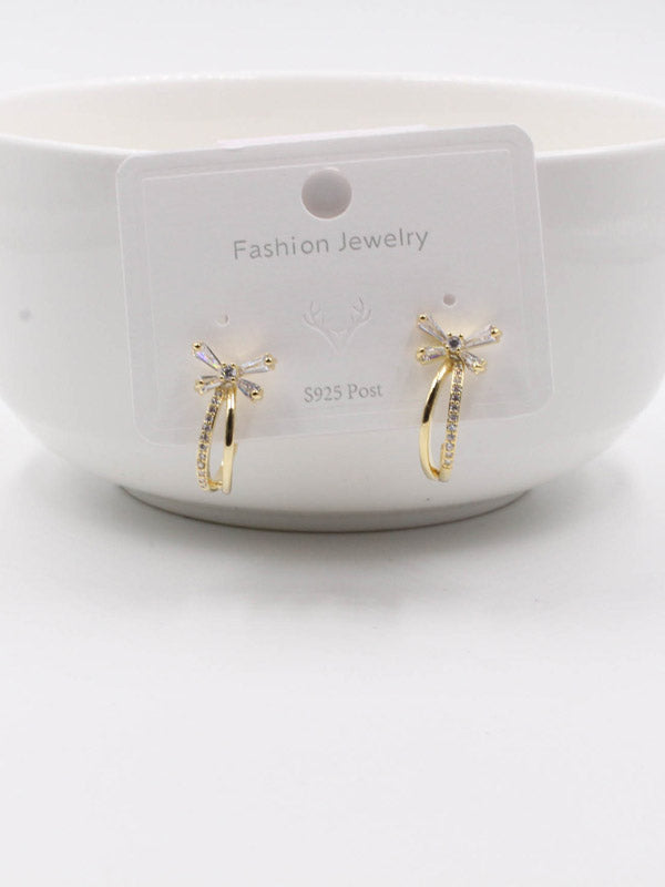 حلق مقوس فراشه زركون حلق jewel ذهبي