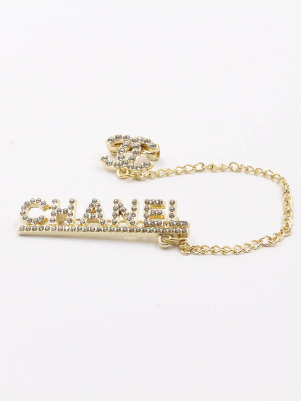 بروش ماركة شانيل كريستال سلسله بروش chanel ذهبي