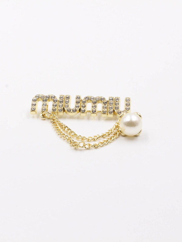 بروش ماركة ميو ميو كريستال سلسله ولولو بروش miumiu ذهبي