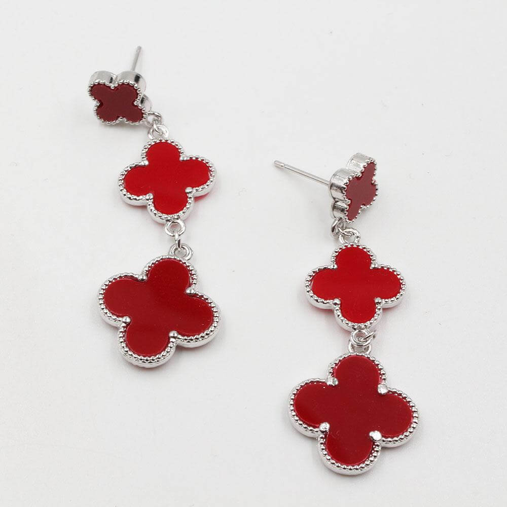 حلق الفان كليف طويل حلق متوفر 8 لون احمر فضي