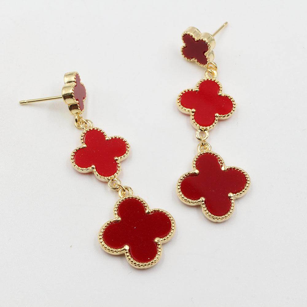 حلق الفان كليف طويل حلق متوفر 8 لون احمر ذهبي