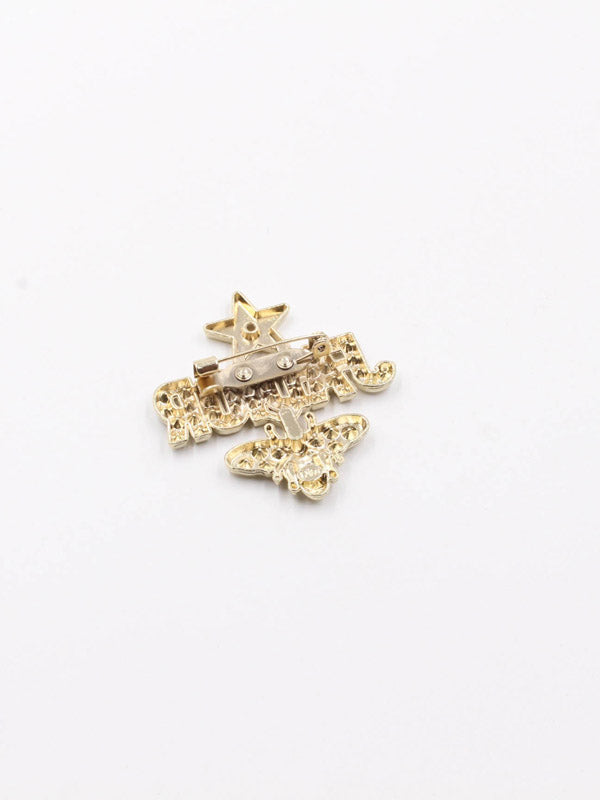 بروش ماركة ديور ذهبي كريستال بروش dior