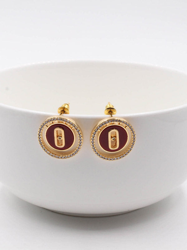 حلق ميسيكا مدور زركون ملون حلق messika ذهبي عنابي