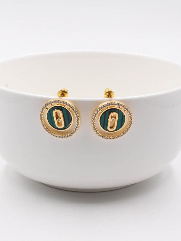 حلق ميسيكا مدور زركون ملون حلق messika ذهبي اخضر