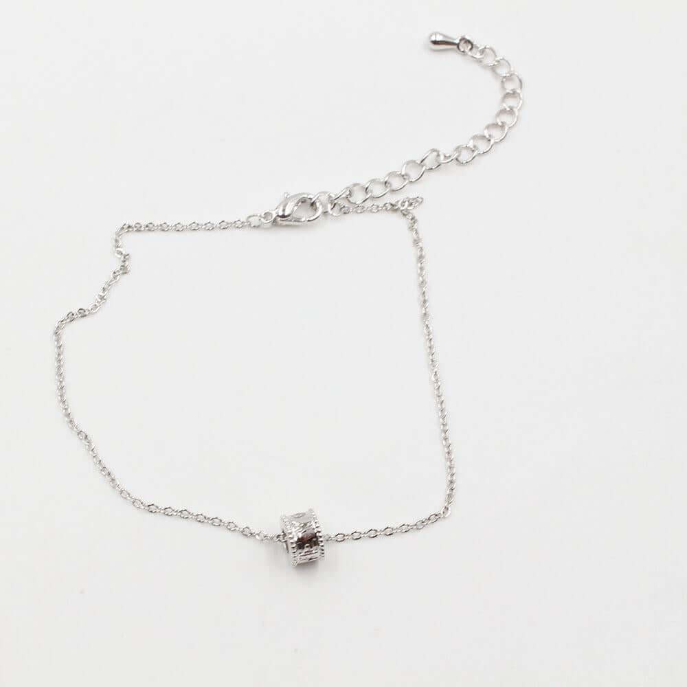 خلحال اسطواني زركون خلخال متوفر 2 لون فضي