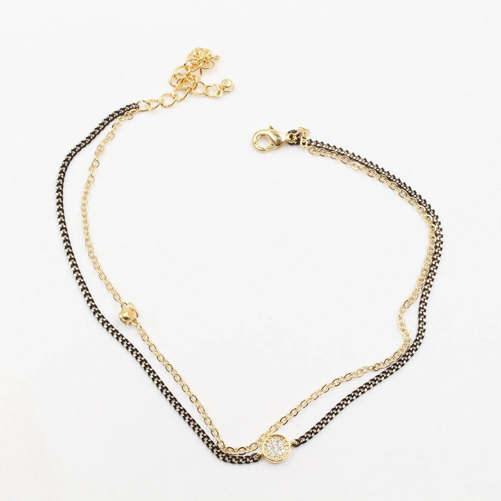 خلحال طبقتين اسود ذهبي خلخال متوفر 2 لون ذهبي