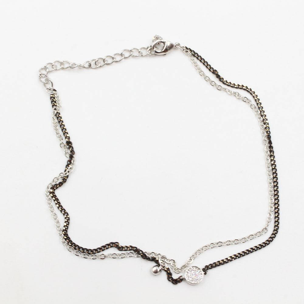 خلحال طبقتين اسود ذهبي خلخال متوفر 2 لون فضي