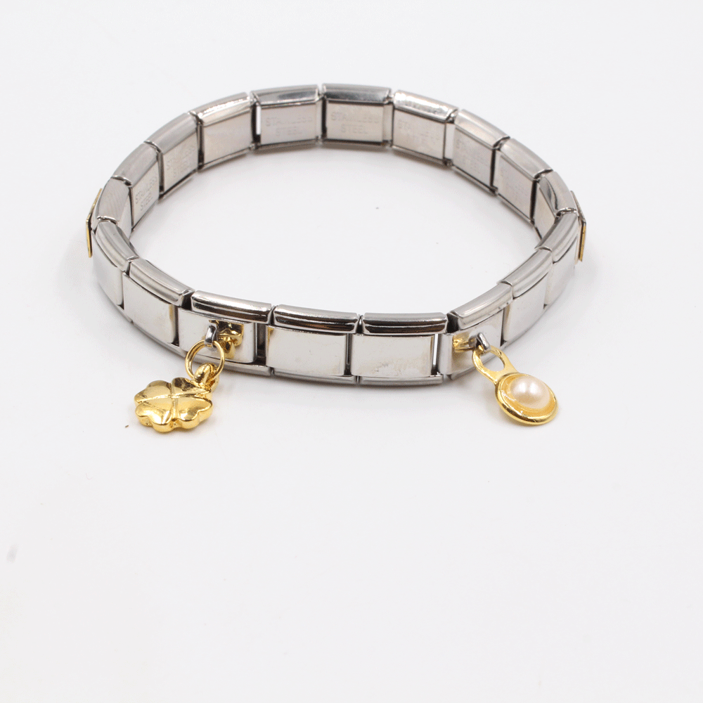 اسوارة نومنيشن ستانلس ستيل بيرلز اسواره nomination فضي