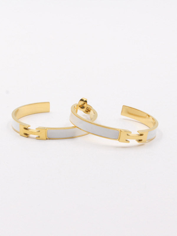 حلق هيرمز مدور كبير حلق HERMES ذهبي ابيض