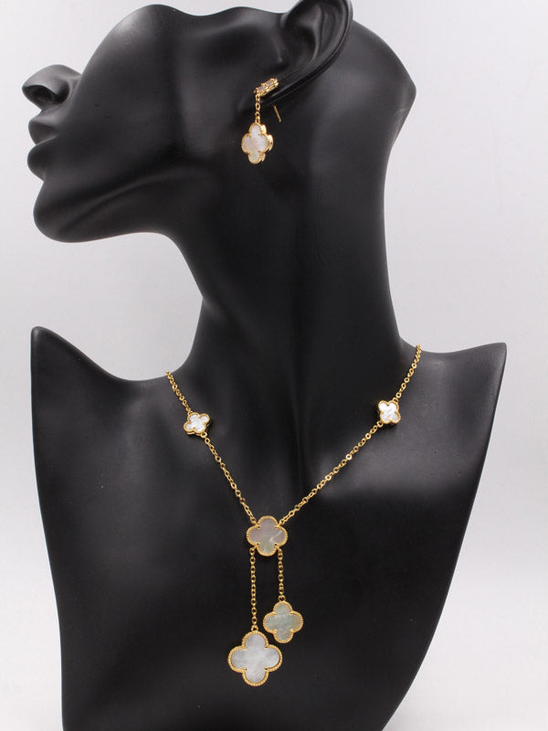 طقم فان كليف 5 وردات 2 قطع اطقم van cleef ابيض