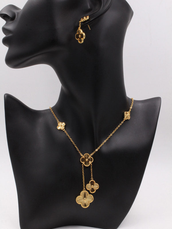 طقم فان كليف 5 وردات 2 قطع اطقم van cleef ذهبي
